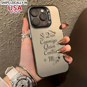 Elegant Phone Case Featuring a Religious Quote from Romans 8:31 in Spanish, Designed for Iphone 16 Pro Max And Compatible with Models 11, 12, 13, 14, 15, And 16E. This Shockproof Case Makes a Unique Protective Gift for Both Men And Women. Smile Protection