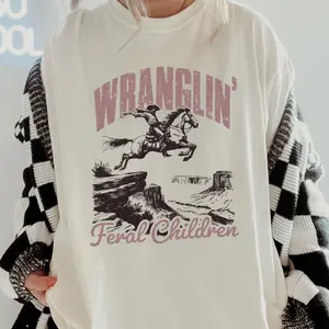 Wranglin' Feral Children Shirt~ Unisex Apparel Relaxed Fit Printed In The USA Clothing Womenswear Casual Comfort Cotton Top Athletic Boho Chic