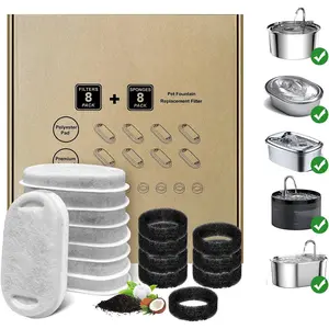 Water Fountain Filters, Fountain Replacement Filters for Stainless Steel 67oz/2L Adjustable (8+8 Pack)