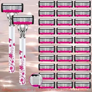 Stainless Steel Razor Blades, 12+1 or 30+2 Replacement Blades, Smooth Pain-Free Shaving, Ideal for Legs and Armpits, Hair Removal, Perfect Gift