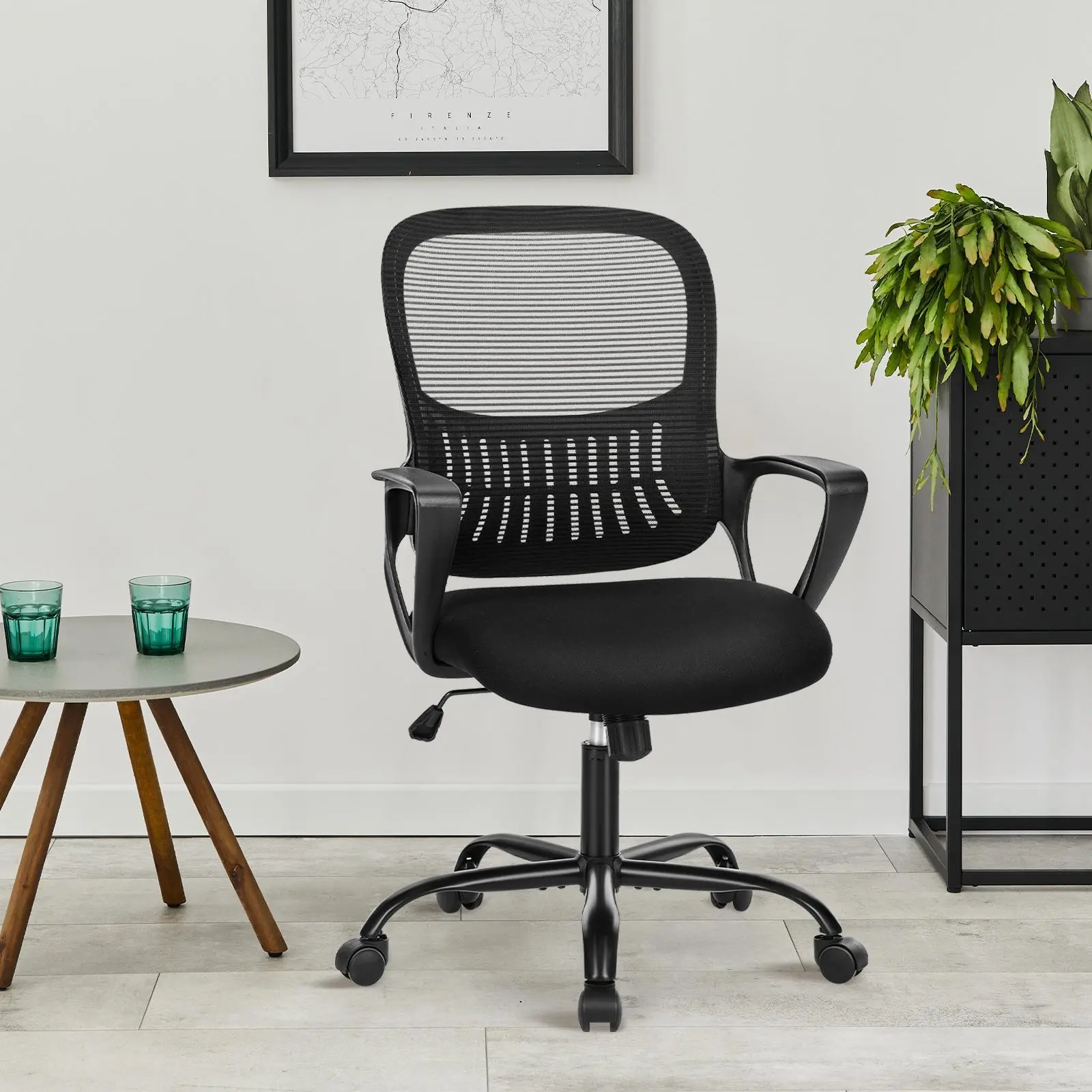Ergonomic Swivel Office Chair - Mid-Back Executive Adjustable Desk Chair with Height Adjustment, 360-Degree Swivel, Lumbar Support, Armrests, Mesh Design for Home, Work, Ergonomic Swivel Chair