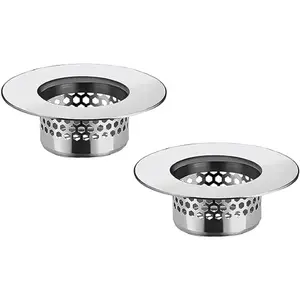 Bathroom Sink Strainer (2 Pack), Bathtub Drain Cover Lavatory Sink Drain Strainer Hair Catcher for Laundry Utility RV Sink, Stainless Steel Drain Filter. Fit Hole Size from 1.25" to 1.60"