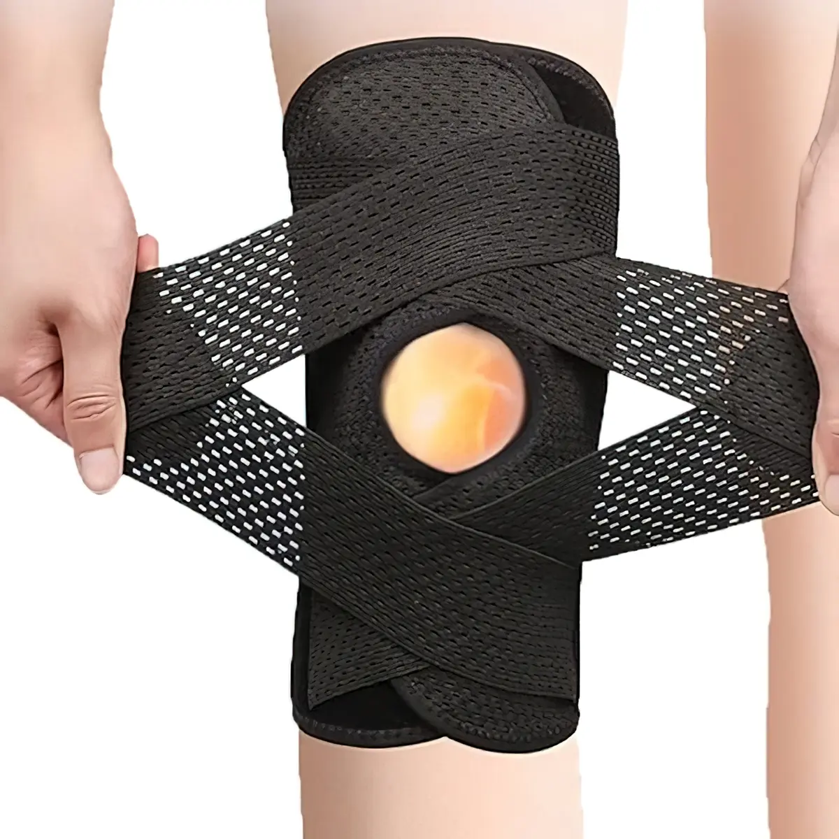 Sports Knee Brace with Side Spring Stabilizer, Open-Patella Polyester Blend Knee Sleeves for Men and Women, Support for Arthritis and Joint Pain Relief, Running/Jogging, Joint Pain Aid, Mesh Ventilation, Unisex Names, Sports Protective Gear, Patellar Knee