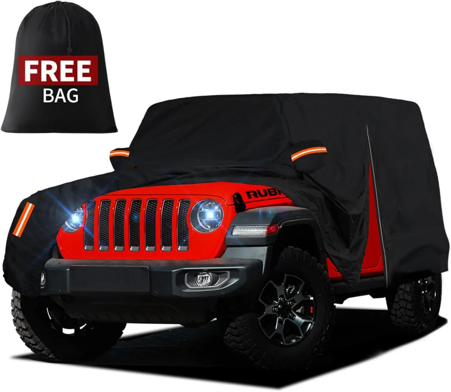 Custom Fit Car Cover for Jeep Wrangler 4-Door (2006-2026 JK, JL, TJ, YJ, CJ) - 210D Oxford Fabric, Multi-Sizes, Waterproof, UV Resistance, Outdoor Sun/Rain/Snow Protection with Door Zipper, Weatherproof