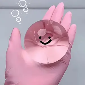 Transparent & Semi-Transparent Pink Smiling Face Slime Ball - Slow-Retrieving TPR Fidget Toy with Expressive Eyes & Smile, Ideal for Kids 3+ Years, Christmas Easter Birthday Party Favors, Office & Classroom Rewards, Durable & Sensory Play Gift