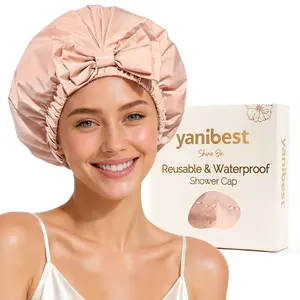 Yanibest Shower Cap Reusable Waterproof,Wide Elastic Band Bath Cap-Comfortable & Durable Bath Hair Hat for Women #SummerVibes
