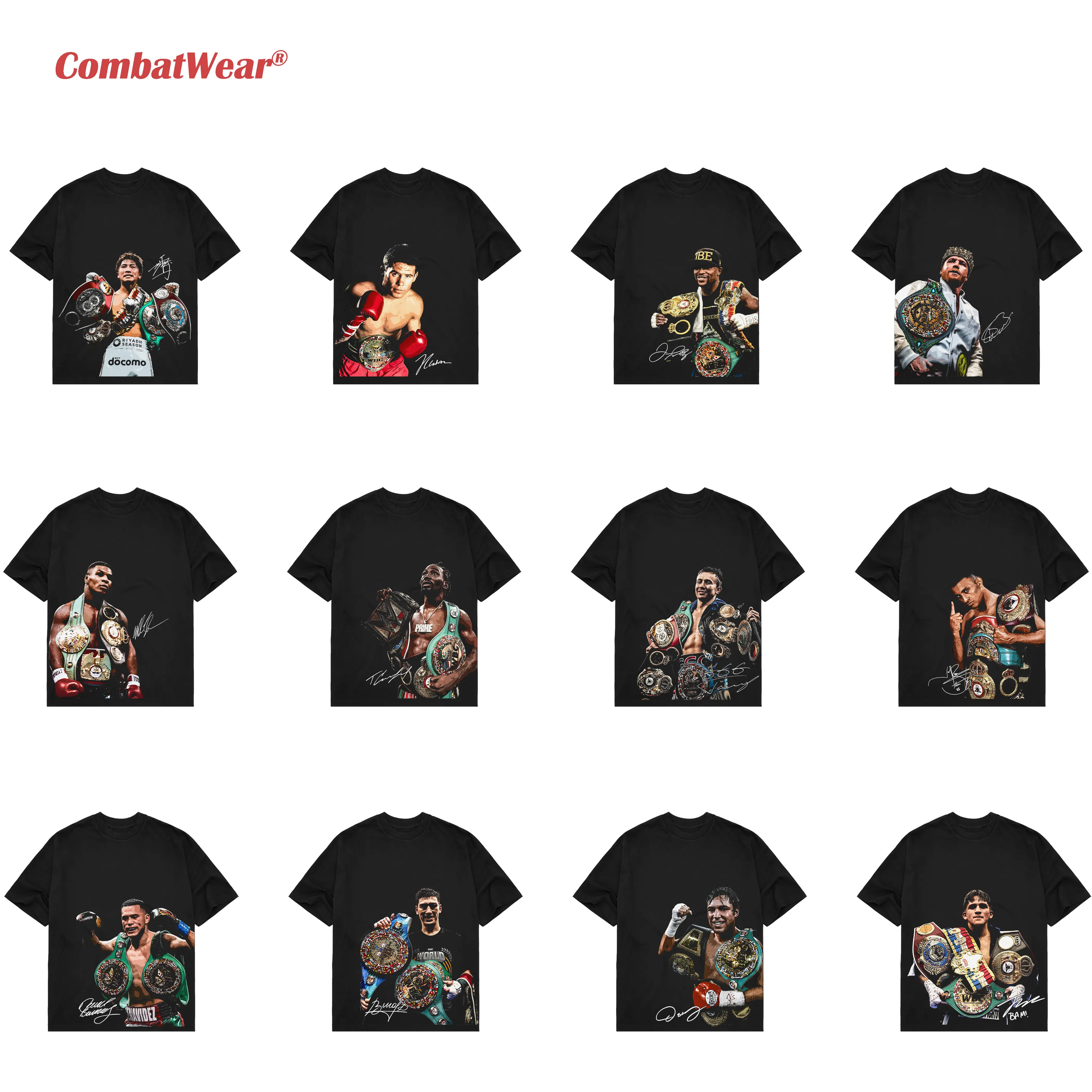 COMBATWEAR Boxing Fighters Collection Tee, Boxing Fighters Tshirt Boxing Fan, Boxing Champion Sports Shirt, Gift for Him Gift for Her Crewneck Apparel