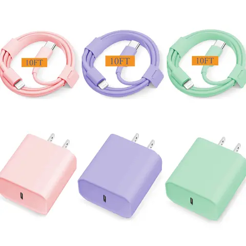 JOZASHON [MFi Certified] 20W Type C Fast Charging Block with 10FT USB C to Lightning Cable Compatible for iPhone 14/13/12/11 Pro Max/Xs Max/XR/X,iPad Purple for Electronic Smartphone and Cellphone