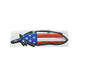 American Flag Feather Embroidered Hat Patch