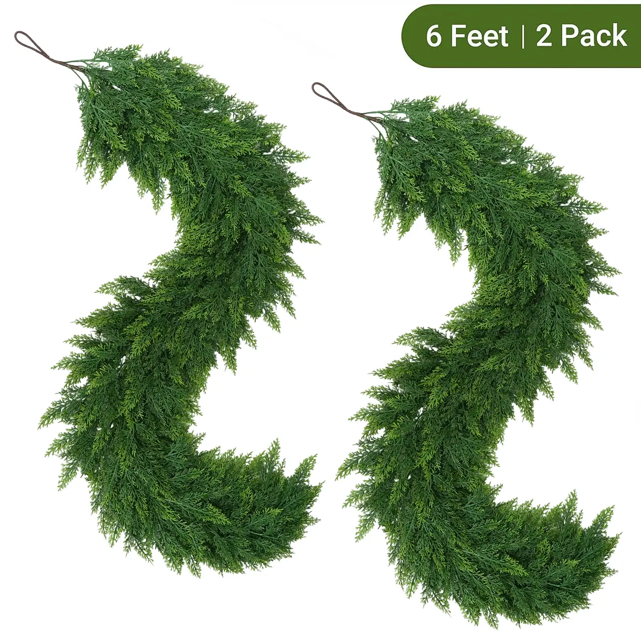 2Pcs (Deep green) Artificial Cedar Garlands