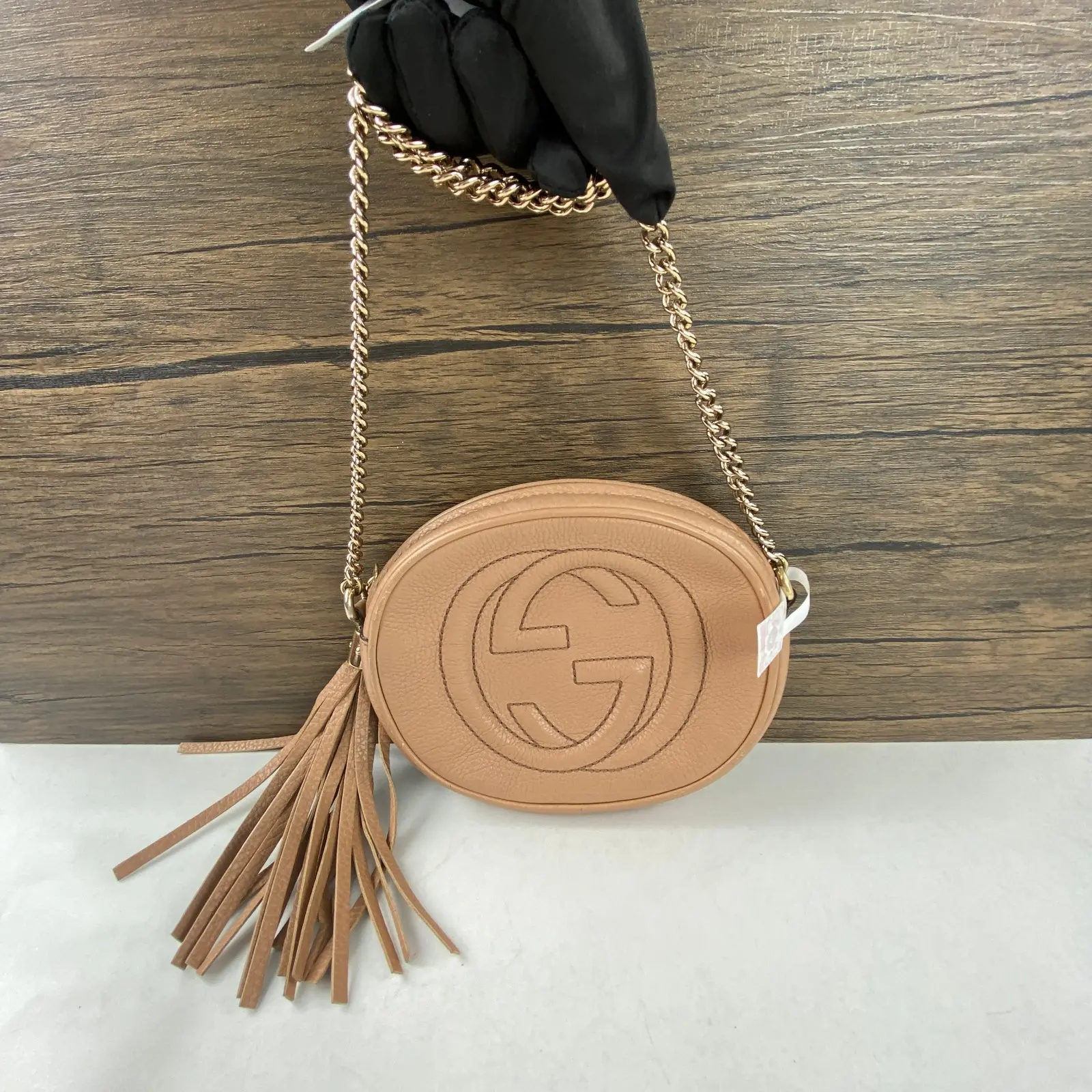 Pre-owned GUCCI leather Crossbody Bags Soho Disco Round Chain Crossbody Bag qg1373