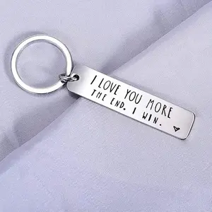 Creative Slogan Metal Keychain, Stainless Steel Key Ring with Long Bar Pendant for Car Keys, Cute Fashion Accessory for Men and Women, Perfect Valentine's Day Gift and Keychain for Bags
