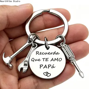 Durable Stainless Steel "Recuerda Que Te Amo Papa" Keychain, Personalized Father's Day & Birthday Dad Gifts, Men's Keyring for Car Accessories (Sports & Outdoor Camping Hiking Hammock Companion), Father's Day Gifts