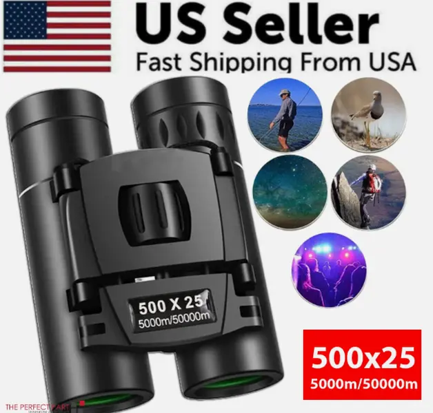 500x25 Portable HD Zoom Powerful Binoculars Day Low Night Optics Hunting Outdoor