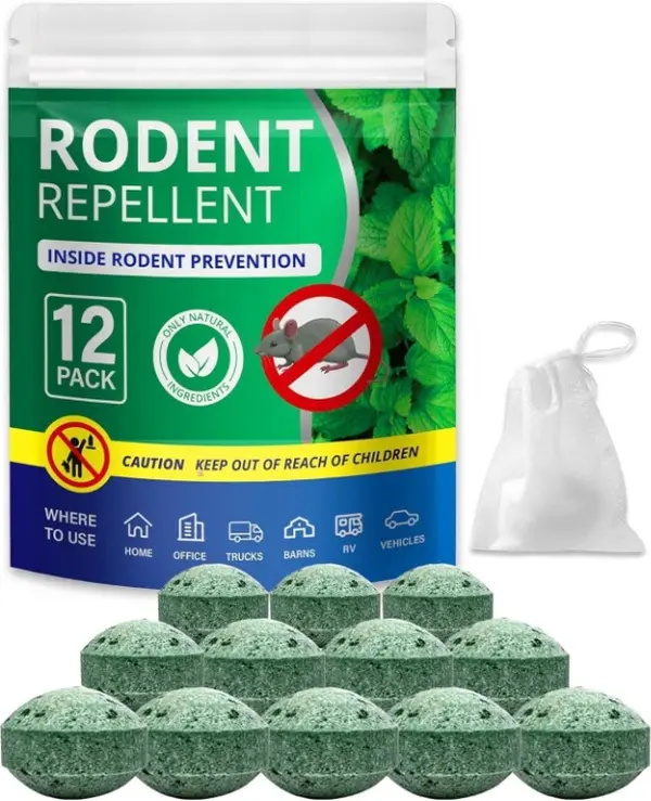 fathersdaygift 12-Pack Rodent Repellent Balls for Home Kitchen Effective Pest Control Solution, these balls effectively deter squirrels, rats, spiders, and other pests. Safe, long-lasting, and easy-to-use for both indoor and outdoor applications.
