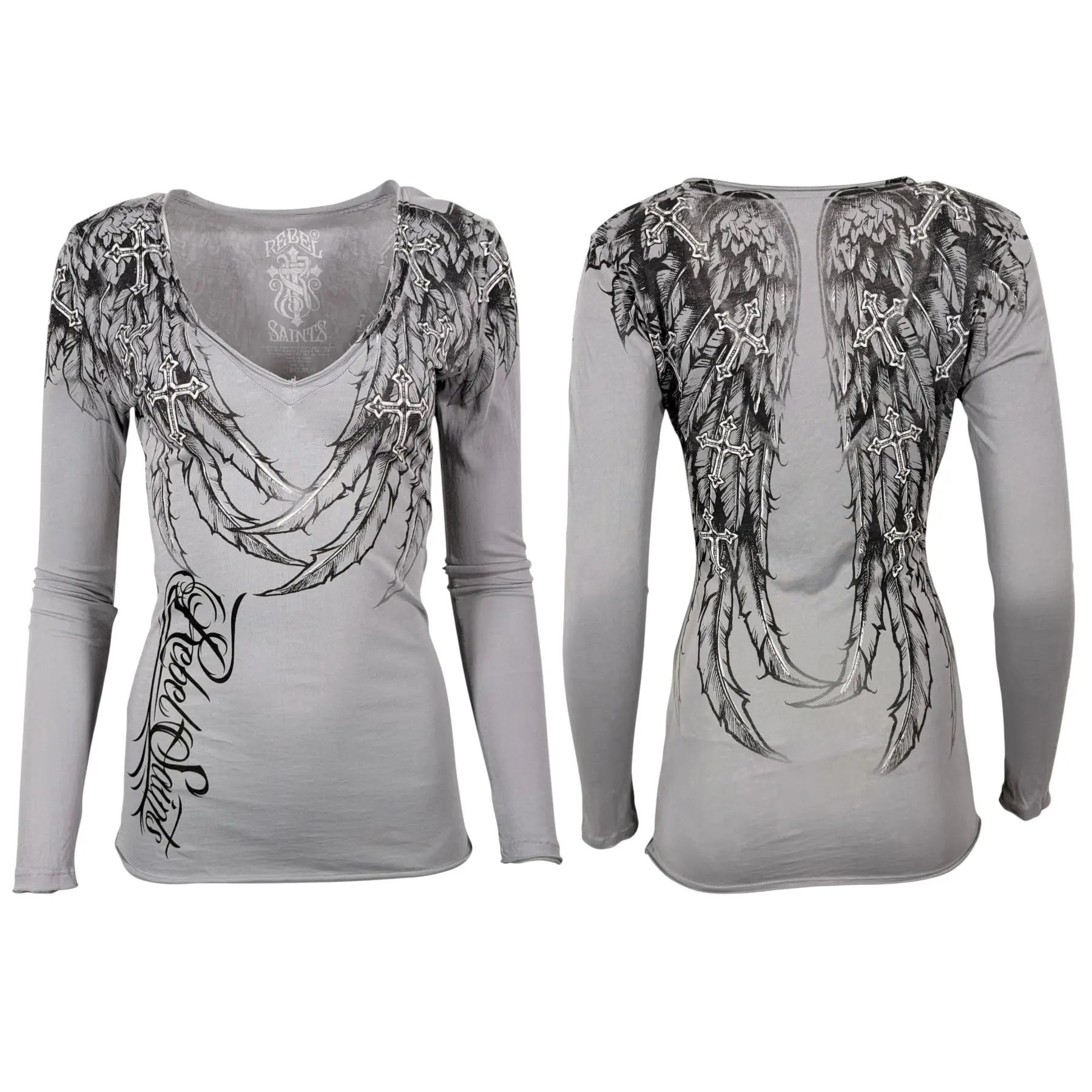 Rebel Saints by Affliction Women's Long Sleeve T-shirt Whispering Wind