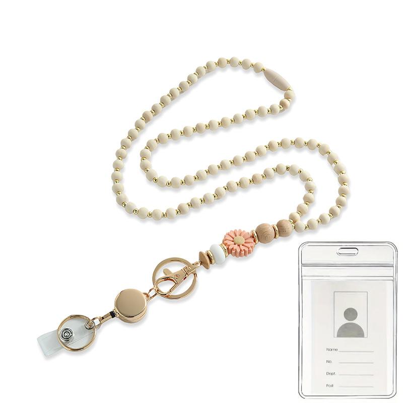 Inspiring Wooden Bead Necklace with Tassel and Key Ring, Engraved Pendant, Ideal Christmas Gift, Teacher Appreciation, Student Jewelry