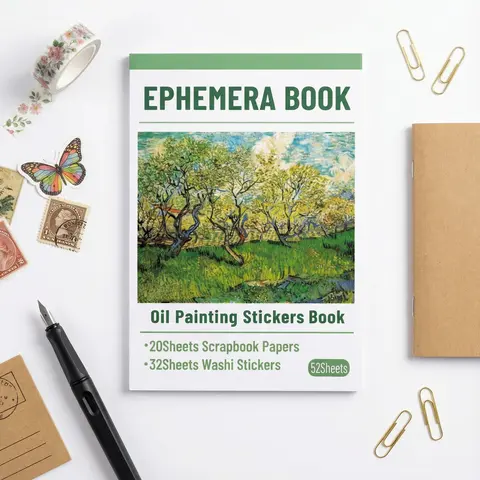 Vintage Van Gogh Oil Painting 3-in-1 DIY Craft Kit - Sticker Making Set, 52-Sheet Decal Stickers Book, Tweezers, 590 Pcs Vintage Washi Art Decals, Scrapbook Craft Supplies for Adults, Junk Journal