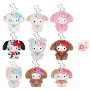 TOPTOY Hello Kitty Puppy Party Plush Pendant Blind Box, Soft Fluffy Bag Ornament with Cute Cartoon Design, Hot Summer Must-Have Accessory, Ideal Children’s Day & Summer Holiday Surprise Gift for Kids, Friends and Kitty Collectors