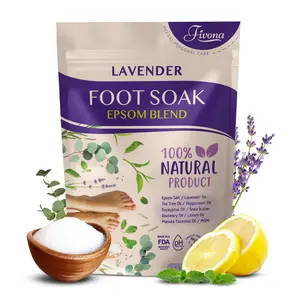 Fivona Foot Soak Epsom Salt with Lavender Oil - 14.1 oz - Calming Foot Bath Salt, Relax & Renew Tired Feet, Soften Calluses - Rejuvenating Pedicure Spa at Home