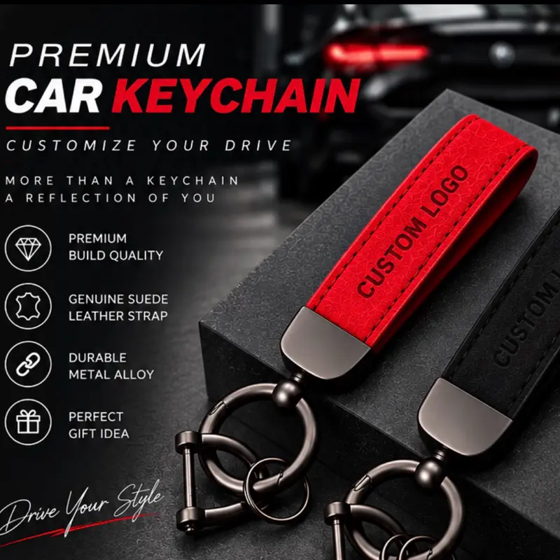 CustomDrive | Premium Custom Logo Suede Car Keychain