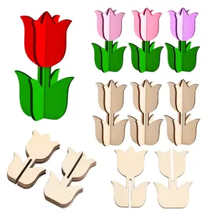 Wooden Tulip Cutouts, Ideal for Home Decor, Perfect for Valentine's Day, Thanksgiving, Halloween & Christmas Celebrations