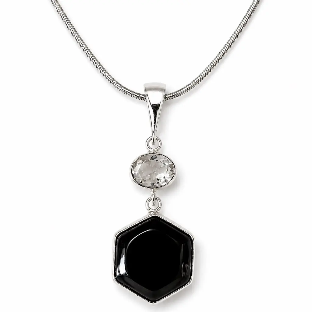 Black Onyx and White Topaz Pendant