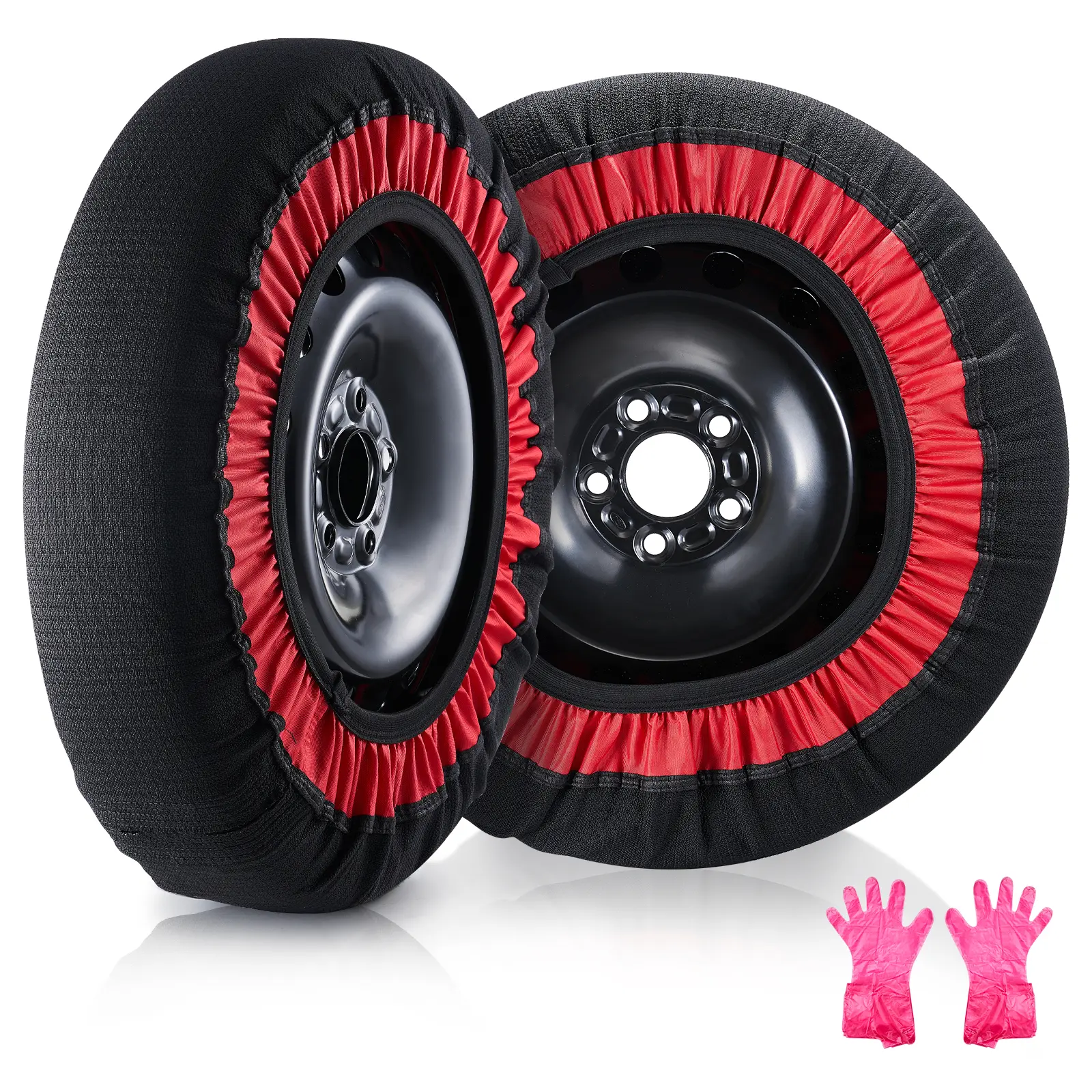 【Summerfinds】VEVOR Thickened Snow Socks for Tires Polyester Fiber Tire Socks with Elastic StrapsSnow Traction Tire Cover for CarSUVPickup and Truck (Pack of 2)-Extra Large