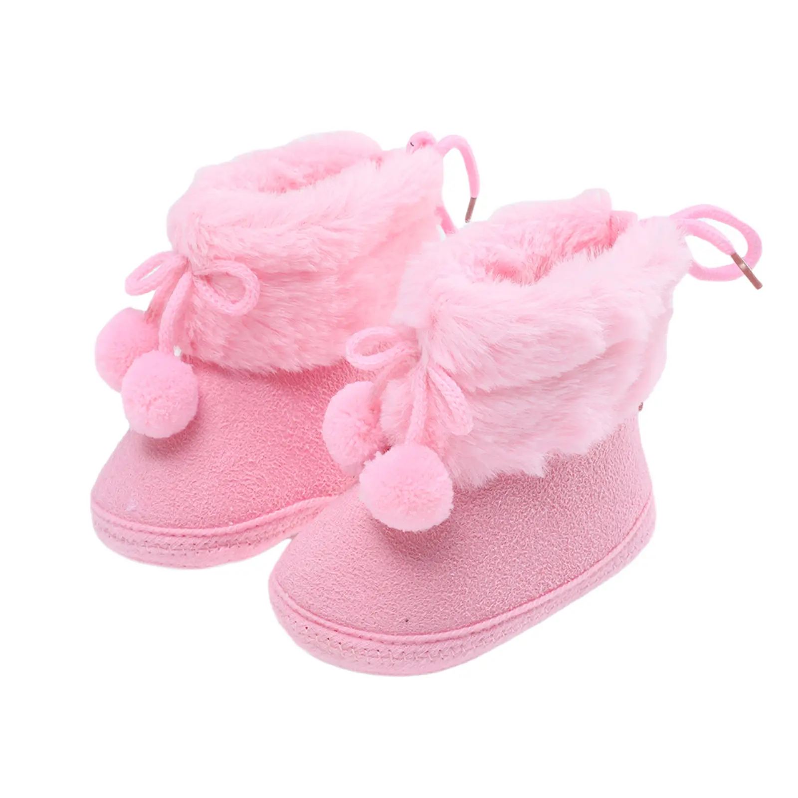 Canrulo Infant Baby Girls Boots Winter Warm Soft Sole Fluffy Cute Non Slip Shoes for Newborn
