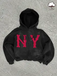Men's Letter Print Zip Up Hoodie, Drop Shoulder Hoodie, Casual Regular Fit Long Sleeve Sweatshirt for Spring & Fall, Fashion Men's Top for Daily Wear, Hooded Design