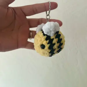 Crochet Black and Yellow Bee Keychain