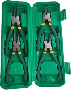 Heavy Duty Portable 4-Piece Set of 7-Inch Inner & Outer Snap Ring Pliers with Straight & Curved Mouth for Disassembly & Fixation Professional Metal Tool Snap Springs outdoorfun