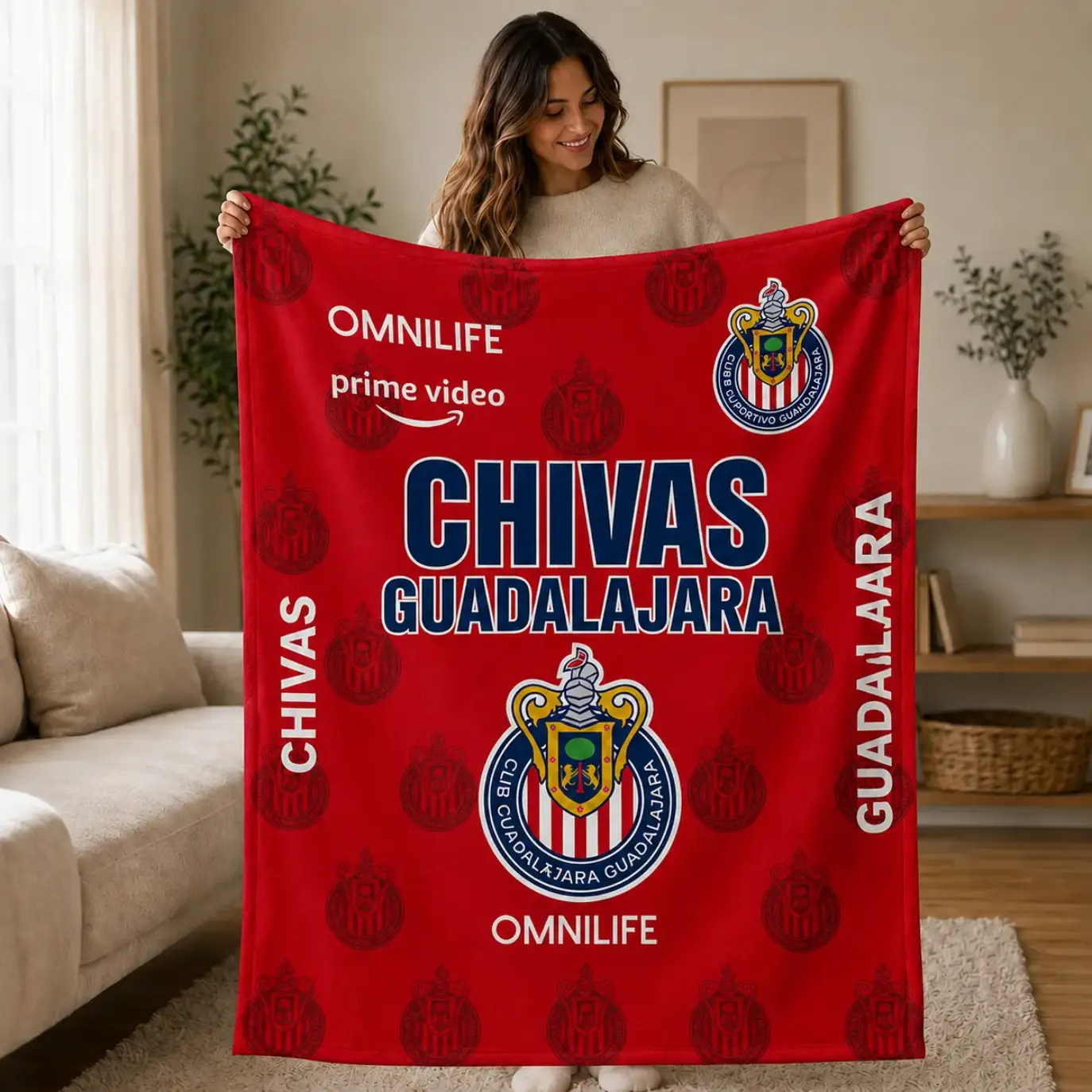 Chivas Guadalajara Soccer Club Fan Graphic Throw Blanket, Guadalajara Football Inspired Sports Blanket, Team Style Fleece Blanket for Couch Sofa Bedroom Decor, Soft Cozy Warm Blanket Gift for Soccer Fans, Sports Lovers and Game Room Decoration