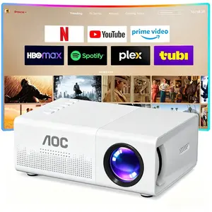 AOC Portable Smart Projector, Native 240P Resolution, Support 1080P Full HD Decoding, Ideal for Home Office, Bedroom Movies & Outdoor Camping