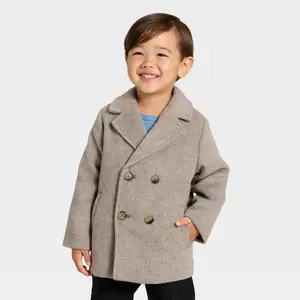 Toddler Boys' Faux Wool Pea Coat - Cat & Jack Gray 2T