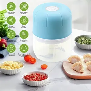 Mini Wireless 3-Blade Food Chopper - 12oz Electric Blender with Garlic Press, suitable for garlic, vegetables, fruits, onions, salads, and hot pot ingredients - Compact Kitchen Tool