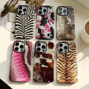 [Magsafe , Tough Case] Leopard Print Phone Case Trendy Artistic Cool Zebra Printed Designs for iPhone 17 16E 16 15 14 13 12 11
