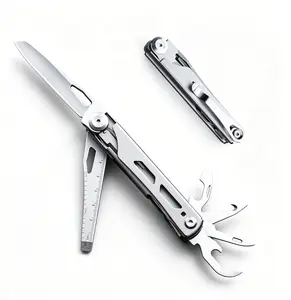 VerveWave 10 In 1 Hard Stainless Steel Multitool, Foldable Self-Locking Multi-tool Pocket Knife with Belt clip, First Aid Scissors, Saw, Bottle Opener, EDC Multitool Emergency