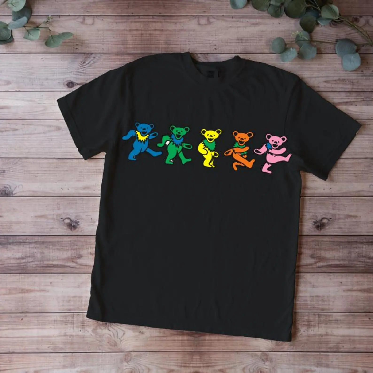 Psychedelic Bear Graphic Tee, Retro Jam Band Style Shirt, Unisex Hippie Festival Top
