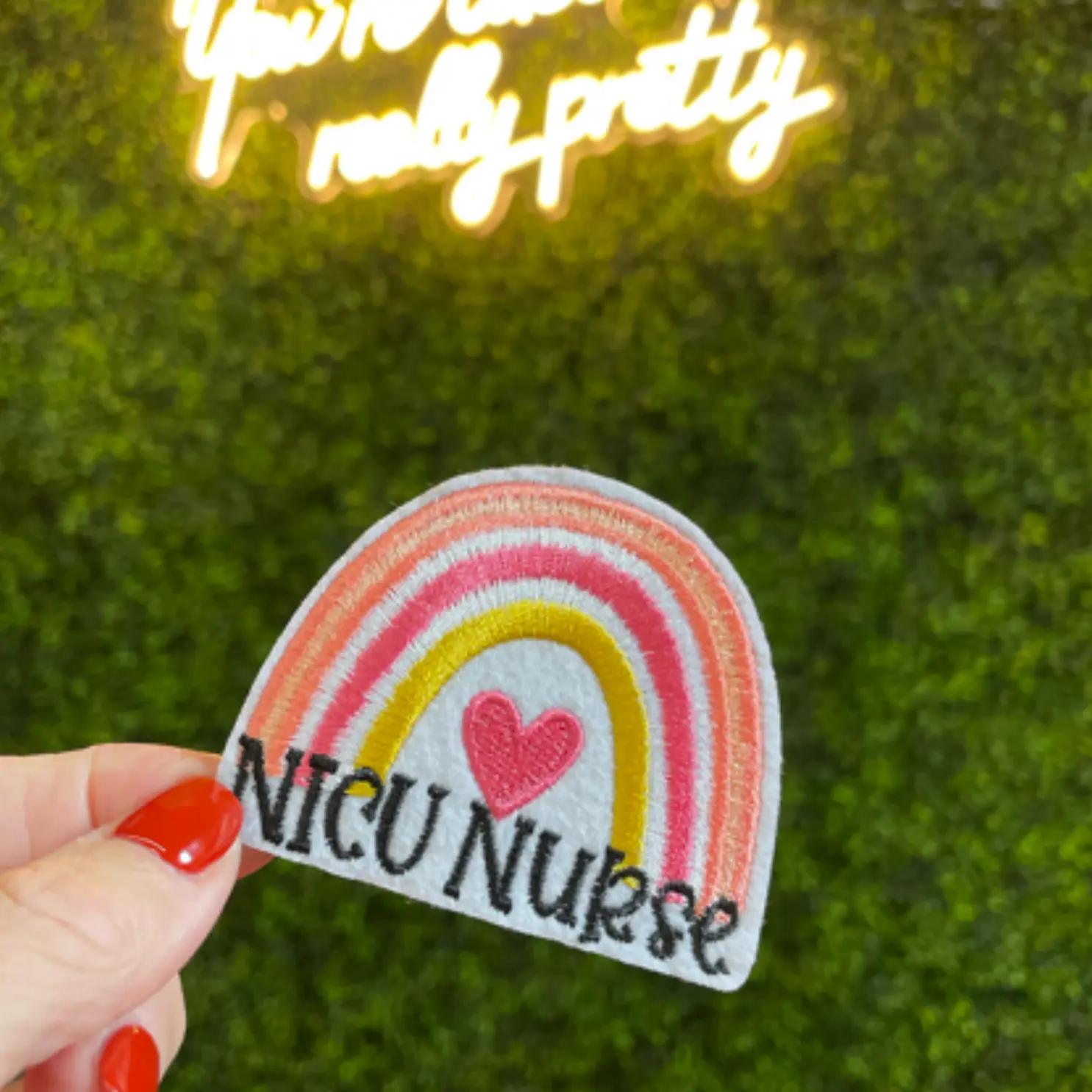 NICU Nurse Rainbow Embroidered Patch - Heart Patch Nurse Accessories