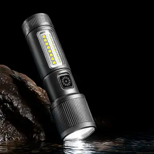 5000 Lumens Super Bright LED Flashlight, USB-C Rechargeable Torch with 6 Adjustable Light Modes & Zoomable Lens, Built-in COB Side Work Light, Waterproof Portable Hand Lamp for Camping, Emergency, Car Repair, Ideal Outdoor Gift for Outdoorsmen