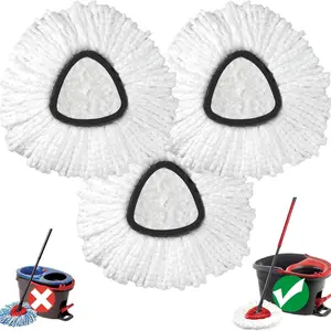 3 Pack Spin Mop Replacement Heads – Microfiber Refill Set