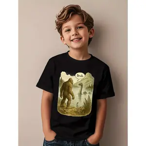 Funny Sasquatch Loch Monster Introvert Bruh Novelty Awesome Graphic Kid TShirt Fashion Kid T Shirts Street Style Tops Tees for Kid