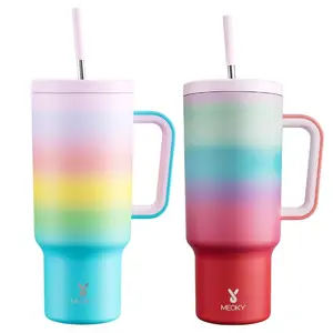 【Meoky 2 Cups LIVE Bundle 】2 Insulated Stainless Steel 40oz Cups；Leak Proof;  Keep Cold 24 Hours Warm 8 Hours