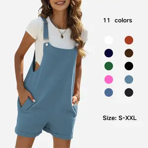 Molitree Women's  Cotton Linen Overalls Shorts Summer Lightweight Casual Short Jumpsuits Rompers Cute Minimalist Sleeveless Womenswear Blue