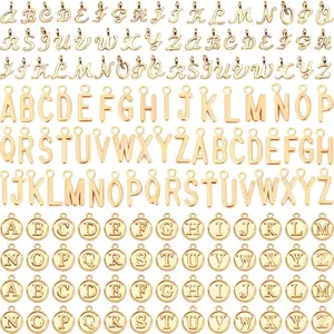 Letter Charms, 156 count/6 Sets Alphabet ABC Letter Charms 3 Styles Capital A-Z Charms DIY Bracelet Necklace Pendants with 200 count Open Jump Rings for Jewelry Making, KC Gold