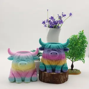 3D Printed Cow Planter Statue, Decorative Figurines, Versatile Desktop Decor & Floral Holder, Ideal Gift for Birthdays & Christmas, Unique Home Decoration, Home Decor Accessory, Decorative Sculptures