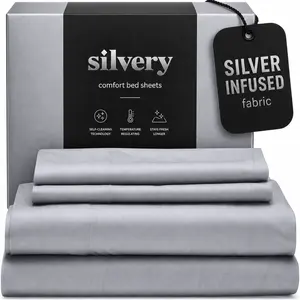 Silvery Silver-Infused Bed Sheets Set, Cooling Bed Sheets - Ultra-Soft Temperature-Regulating Fabric with Self-Cleaning Technology for 3X Longer Freshness & Hygienic Sleep