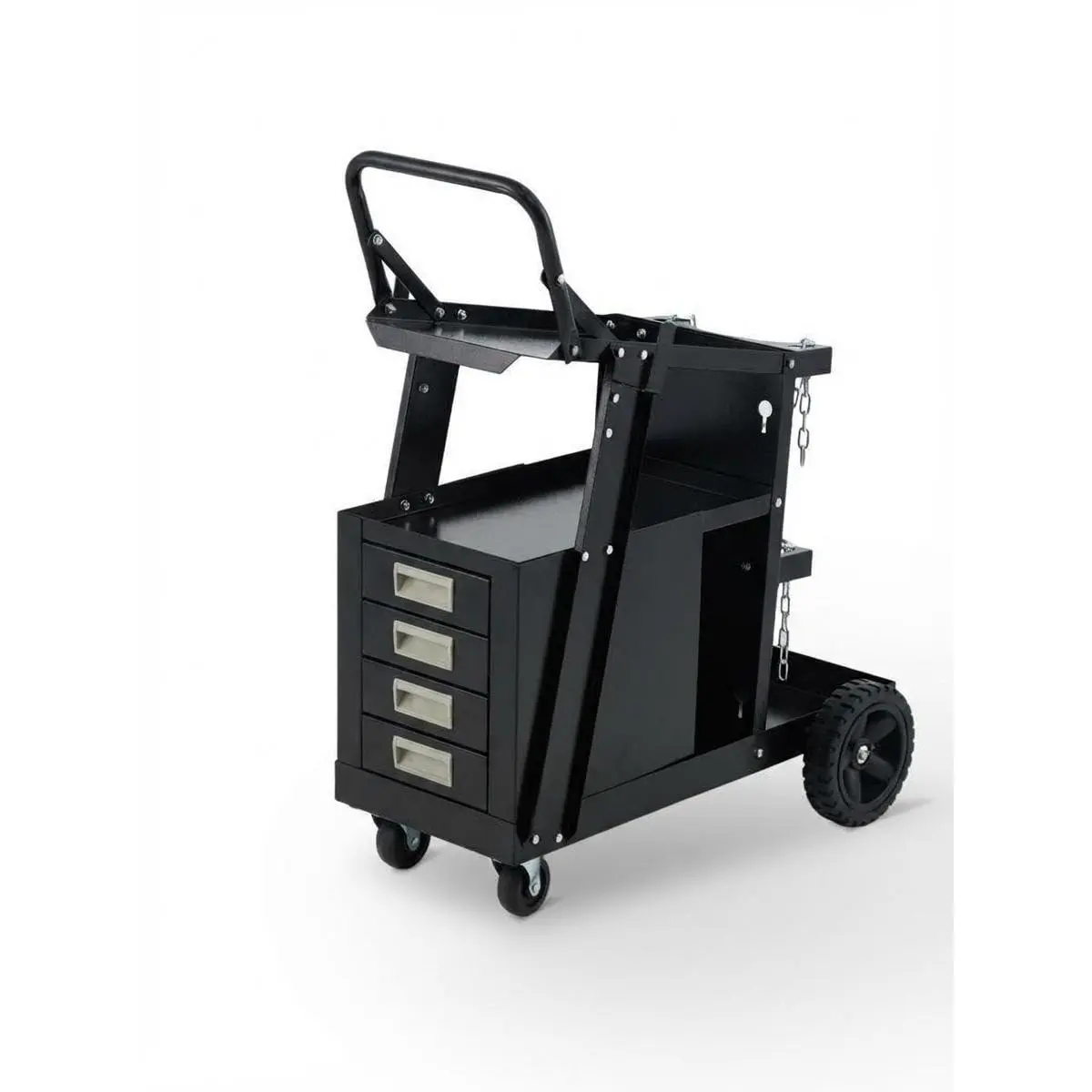 Welding Cart with 4 Drawers & Tank Storage, 270 LB Capacity, Heavy Duty Steel Welder Cart for MIG/TIG/Plasma Cutter, Industrial Welding Trolley for Shop Garage