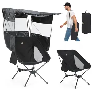 Camping Chair with Canopy Compact Chair with Shade Ultralight Umbrella Fishing Chairs Portable Backpack Chairs, Lightweight, Travel, Picnic, Festival, Hiking, Sports